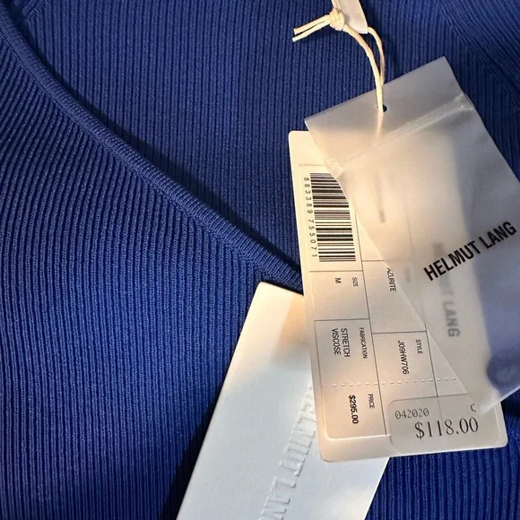 NWT Helmut Lang Vibrant Blue A-Symmetrical V-Neck Sweater - Picture 3 of 5